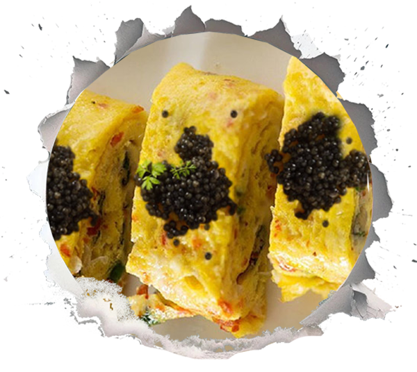 Kaviar-Omelett-Rollen