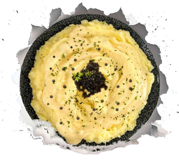 Zerdrückte Kartoffeln mit Kaviar